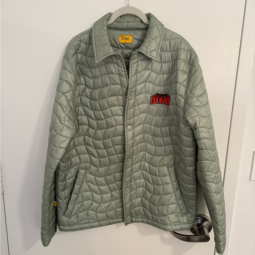 Dime Green Wave Quilted Jacket